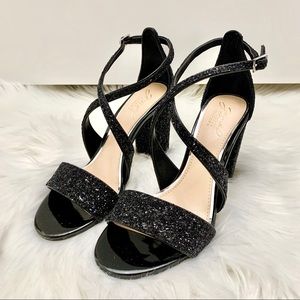 Jewel Badgley Mischka COOK Black Glitter Sandal
